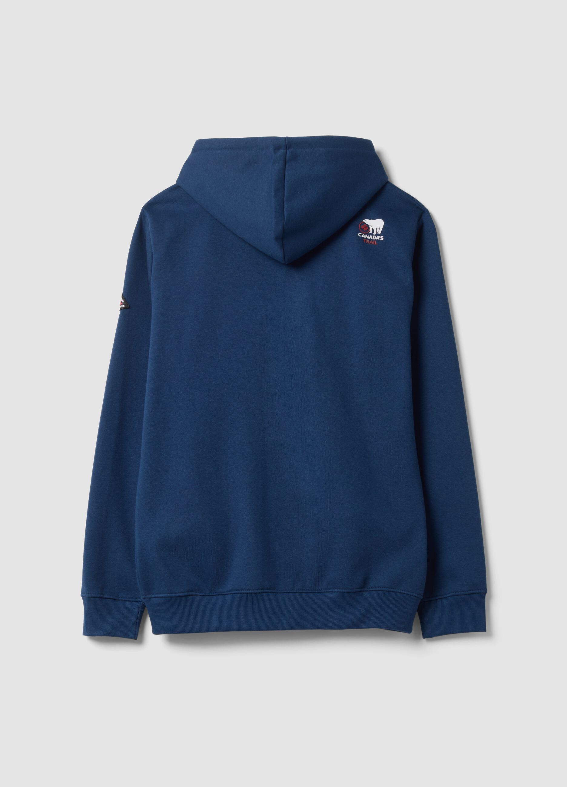 Blue cotton-blend hooded sweatshirt