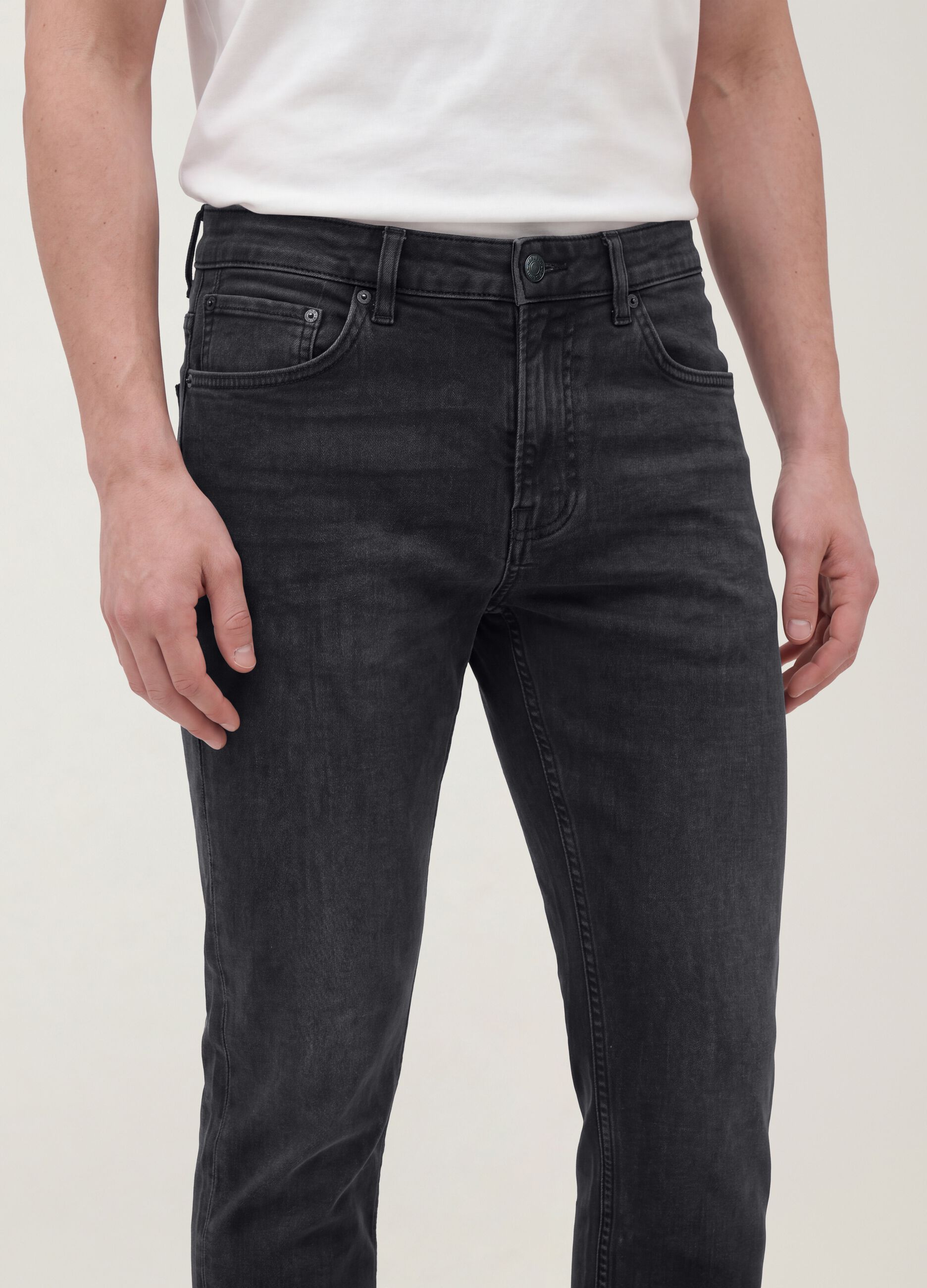 Black stretch-cotton slim-fit denim jeans