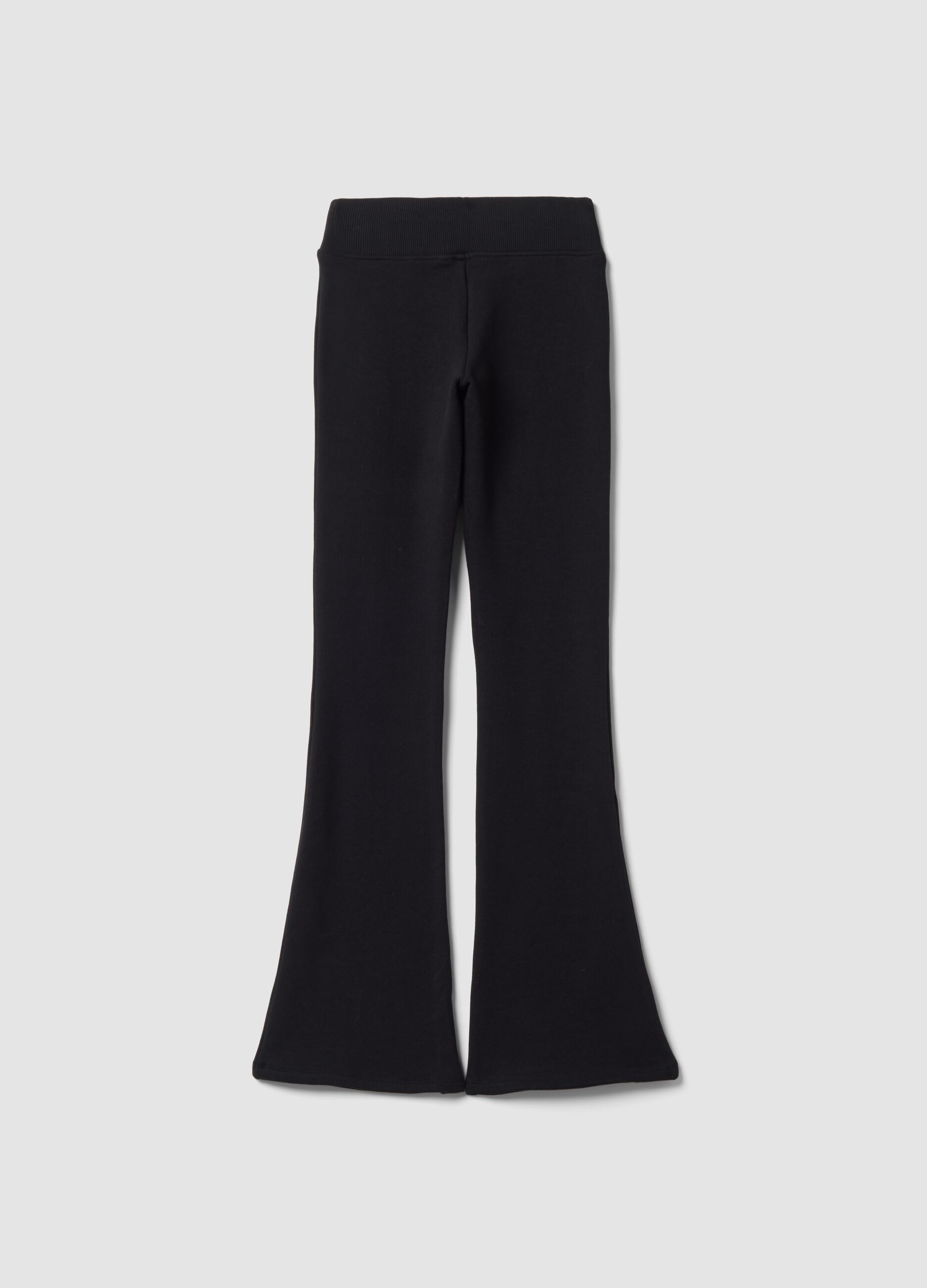 Black flared trousers in stretch cotton
