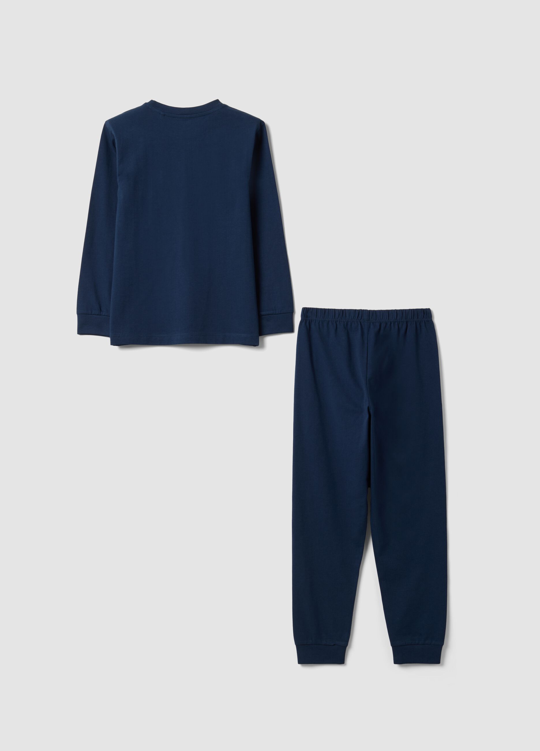 Blue pure organic cotton pyjamas with print for boys