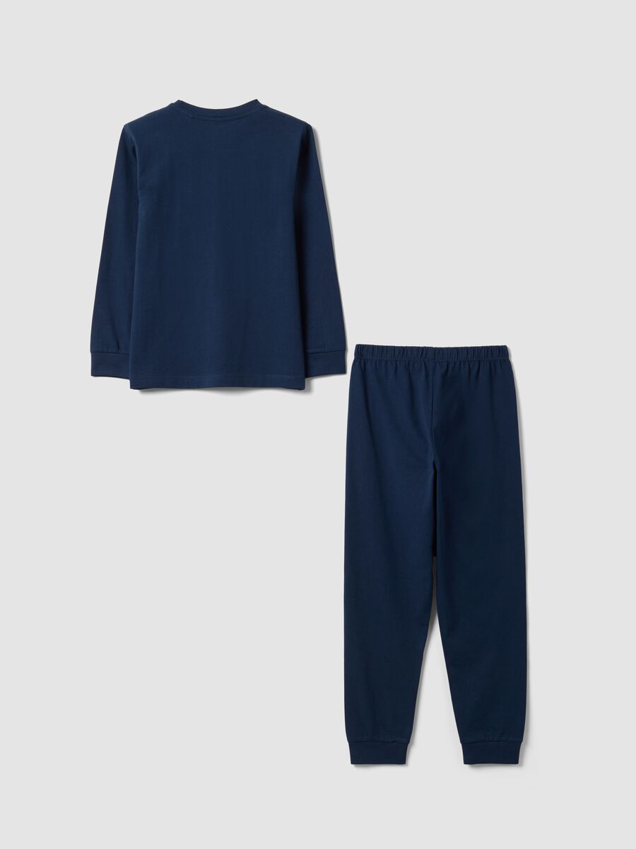 Blue pure organic cotton pyjamas with print for boys_1