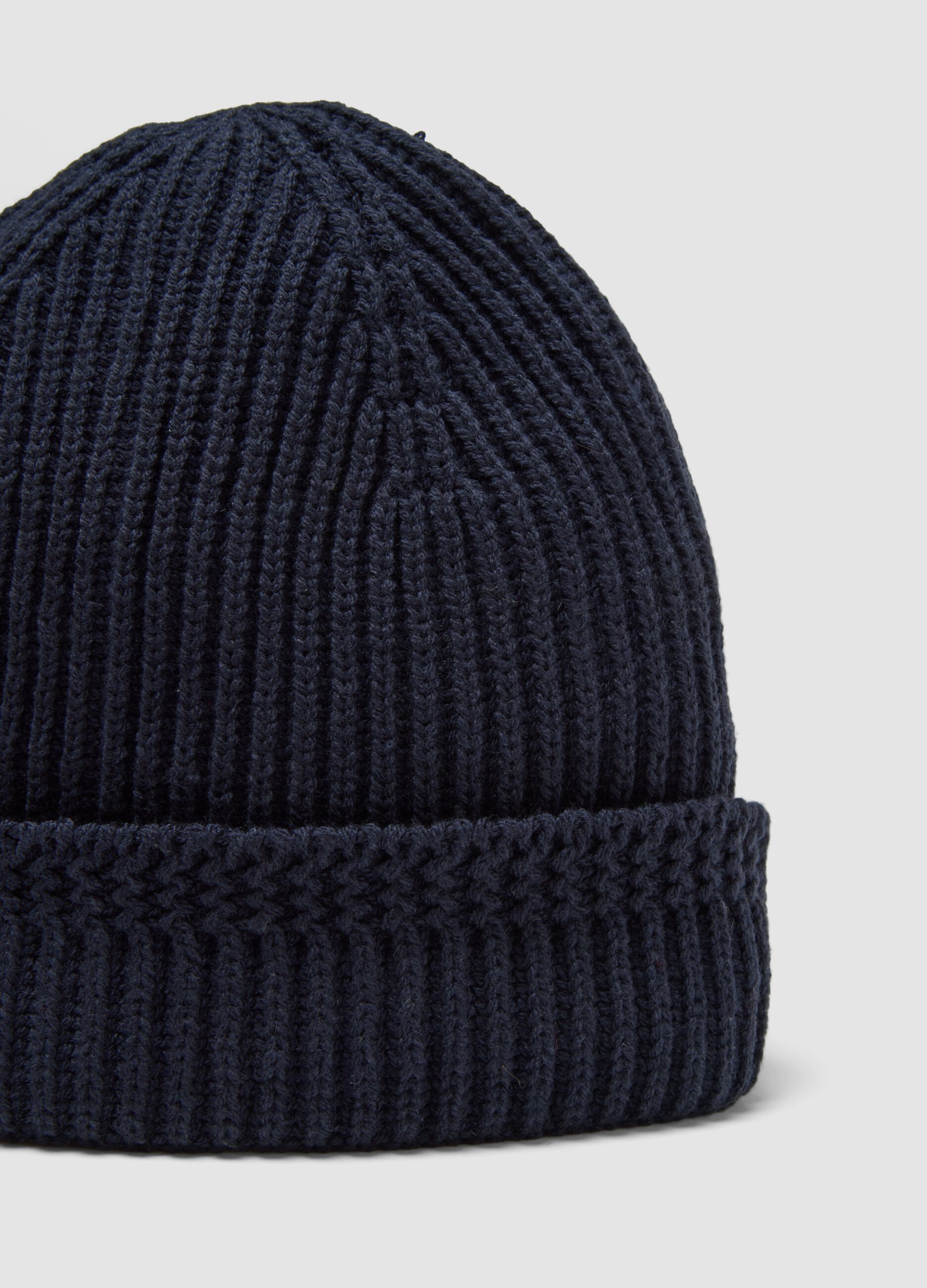 Berretto denim a coste in misto cotone