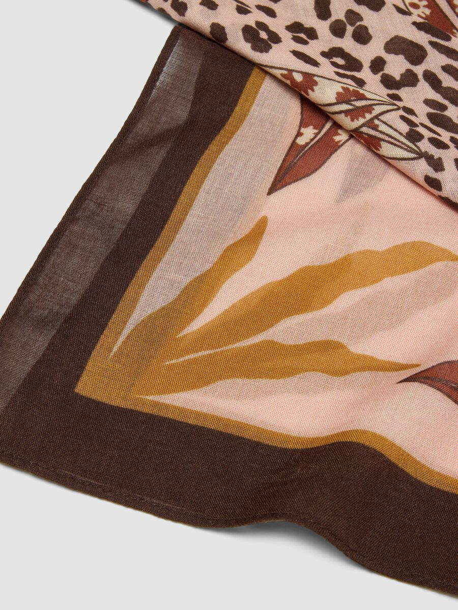 Brown polka-dot viscose and wool blend scarf_2