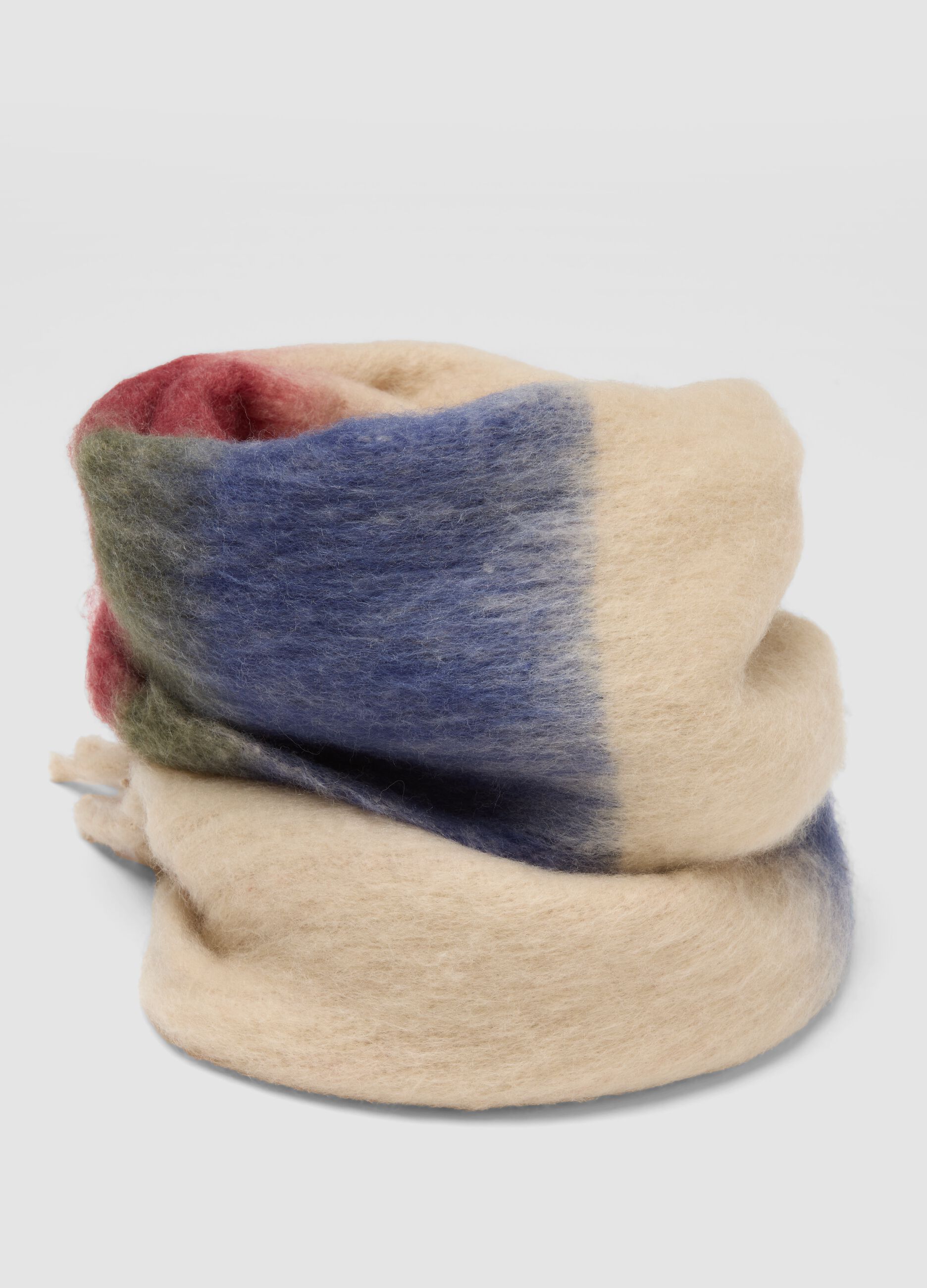 Sciarpa beige sfumata con frange