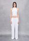 White Linen Wide-Leg Cargo Trousers_0
