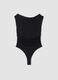 Black fitted stretch bodysuit with rhinestones_2