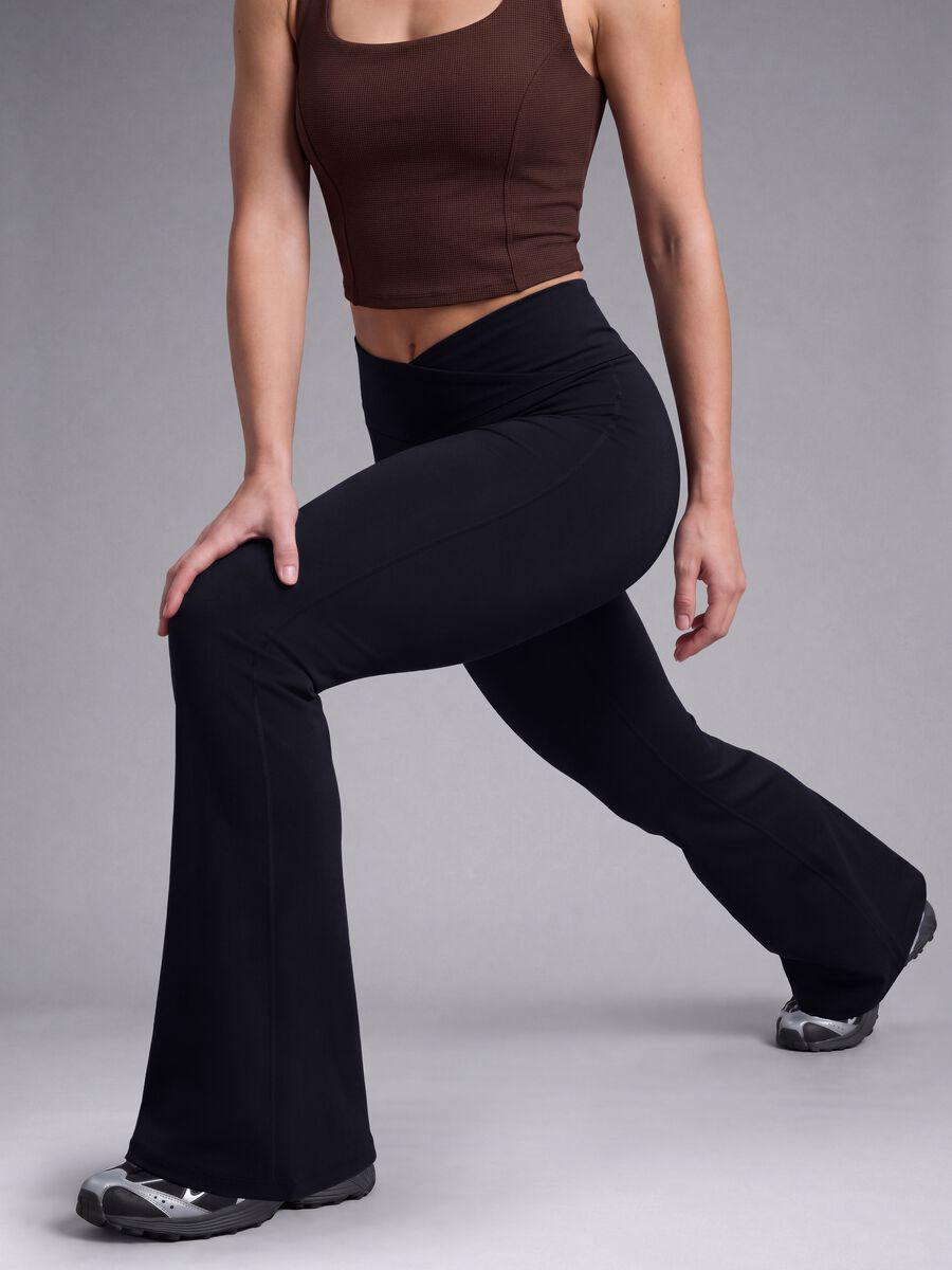 Black flared leggings in stretch fabric &ndash; ALTAVIA STUDIO_1