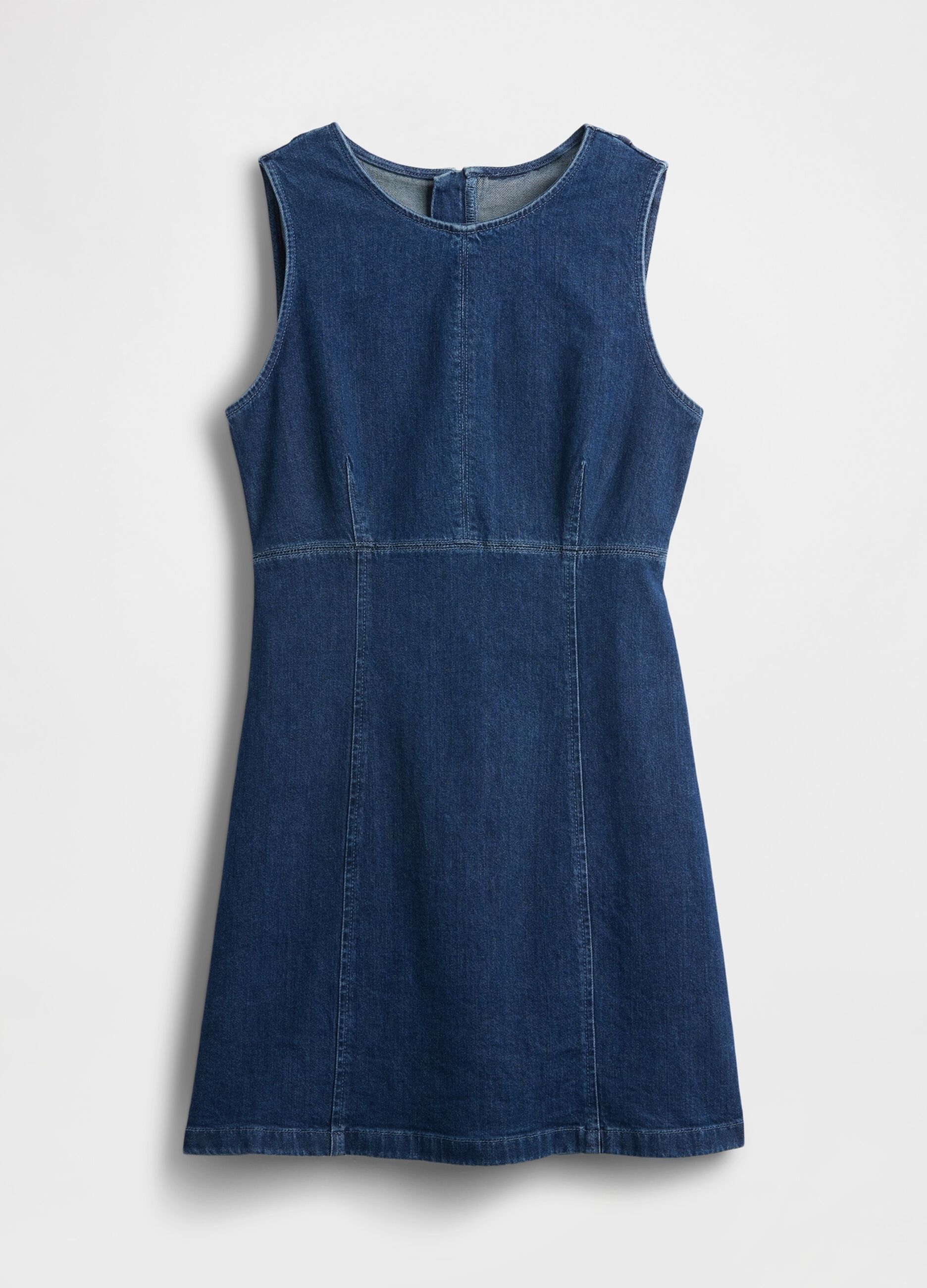Stretch denim dress with back zip