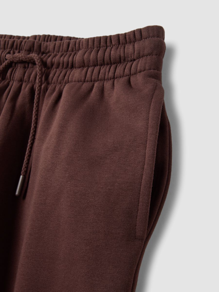 Brown cotton-blend joggers with elasticated waist, regular fit_5