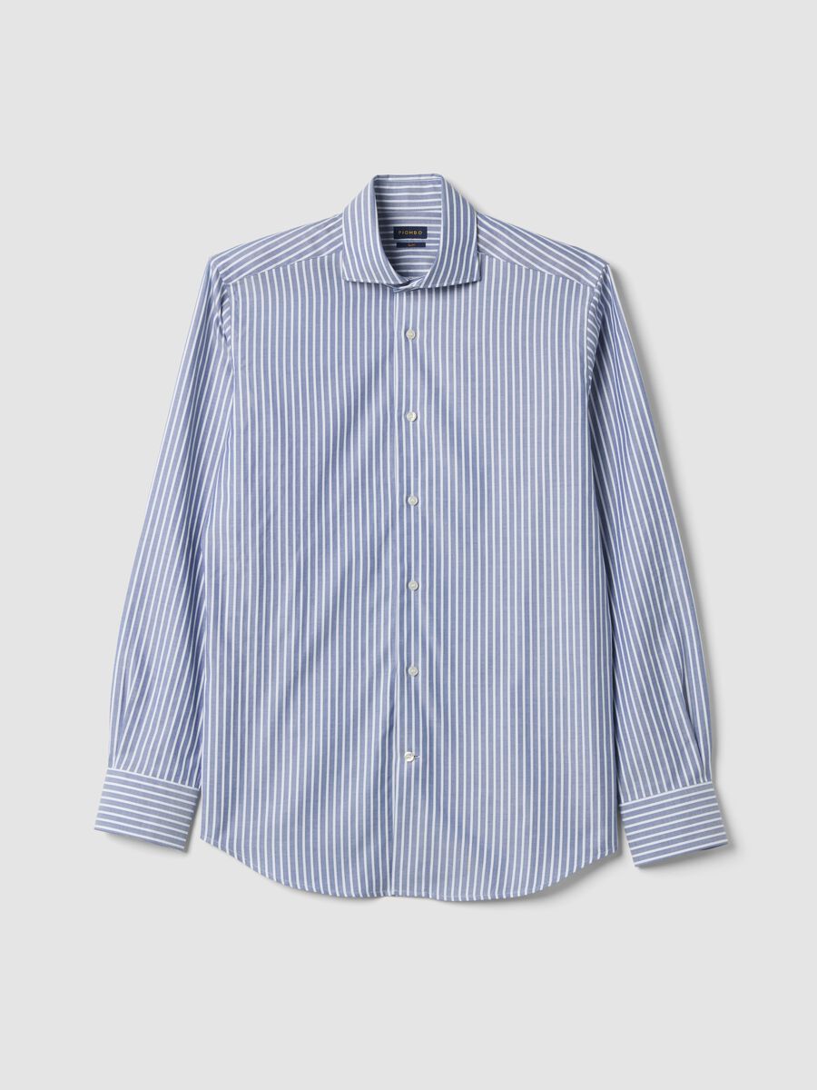 White pure cotton striped Oxford shirt, slim fit_4