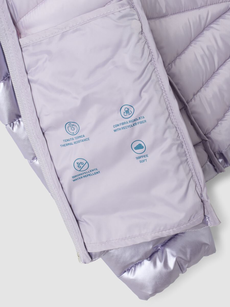 Purple Ultralight padded jacket with hood and zip for girls_7