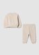 Completo beige in puro cotone organico con ricamo Lilo & Stitch_1