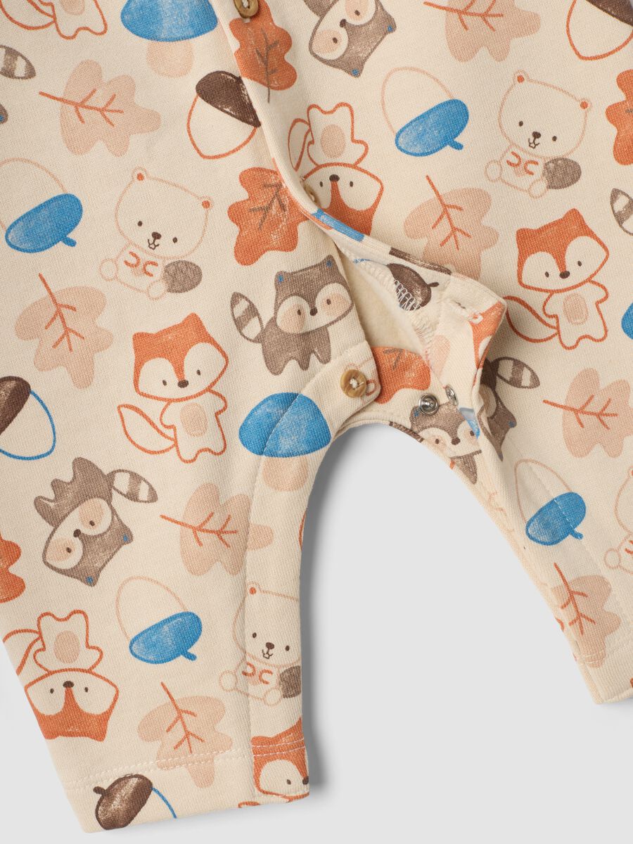 Tutina beige in puro cotone organico con stampa animali_3