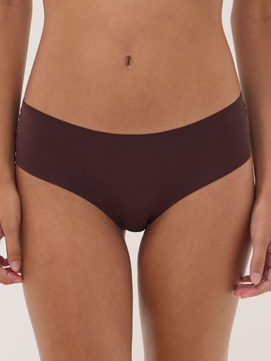 Brown hipster briefs in stretch microfibre with regular waist_1