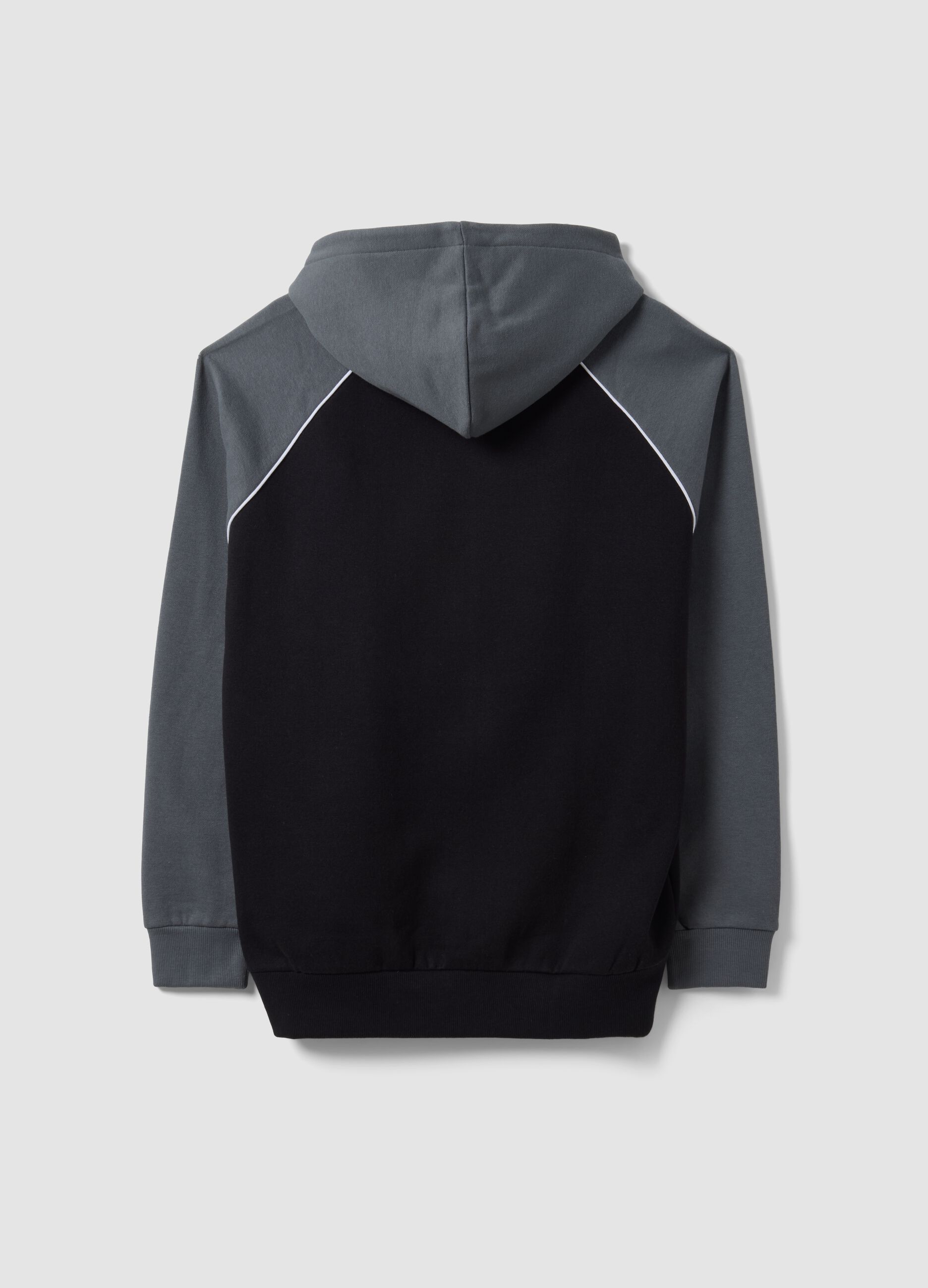 هودي أسود من مزيج القطن بقبعة وطبعة PlayStation