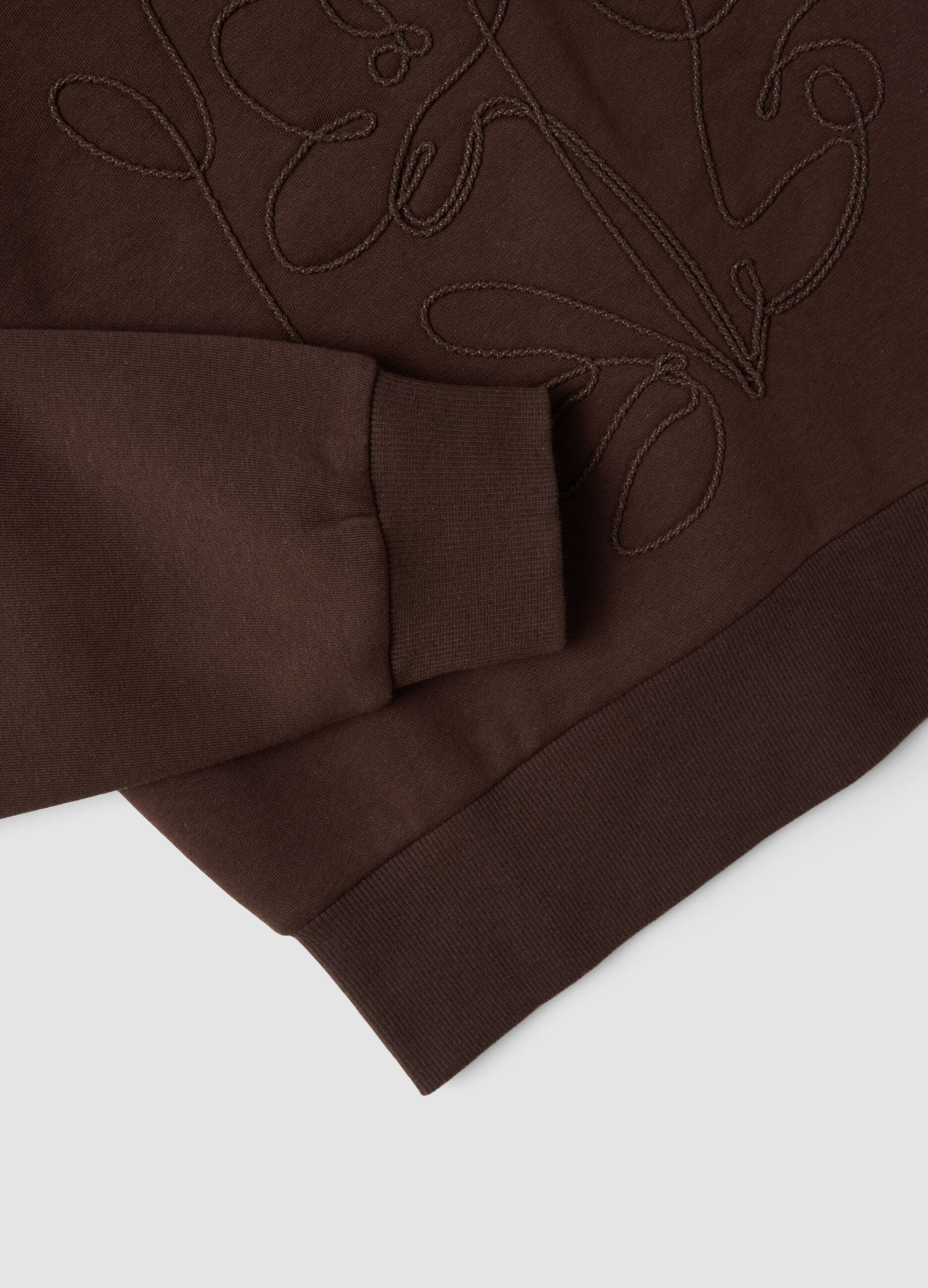 Brown cotton-blend crew-neck sweatshirt, regular fit