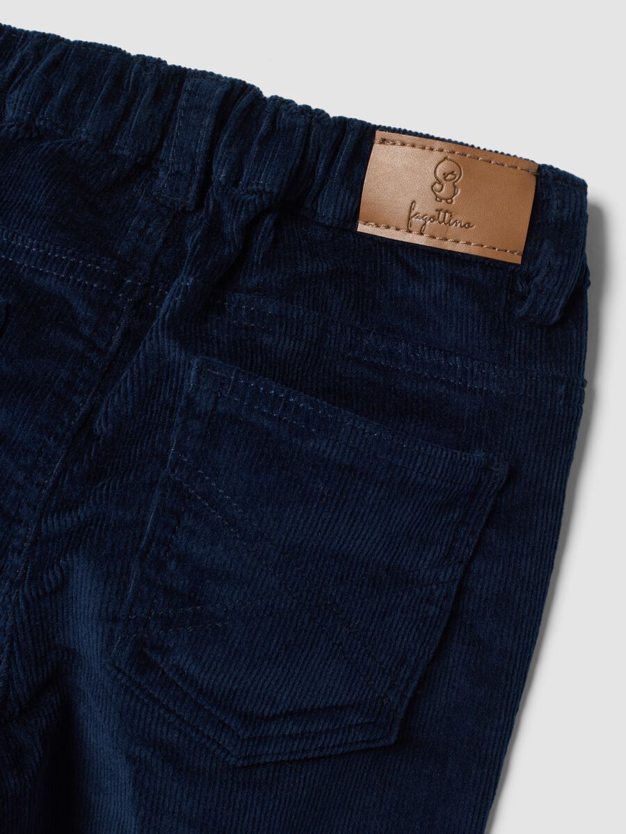 Navy ribbed stretch cotton trousers_3