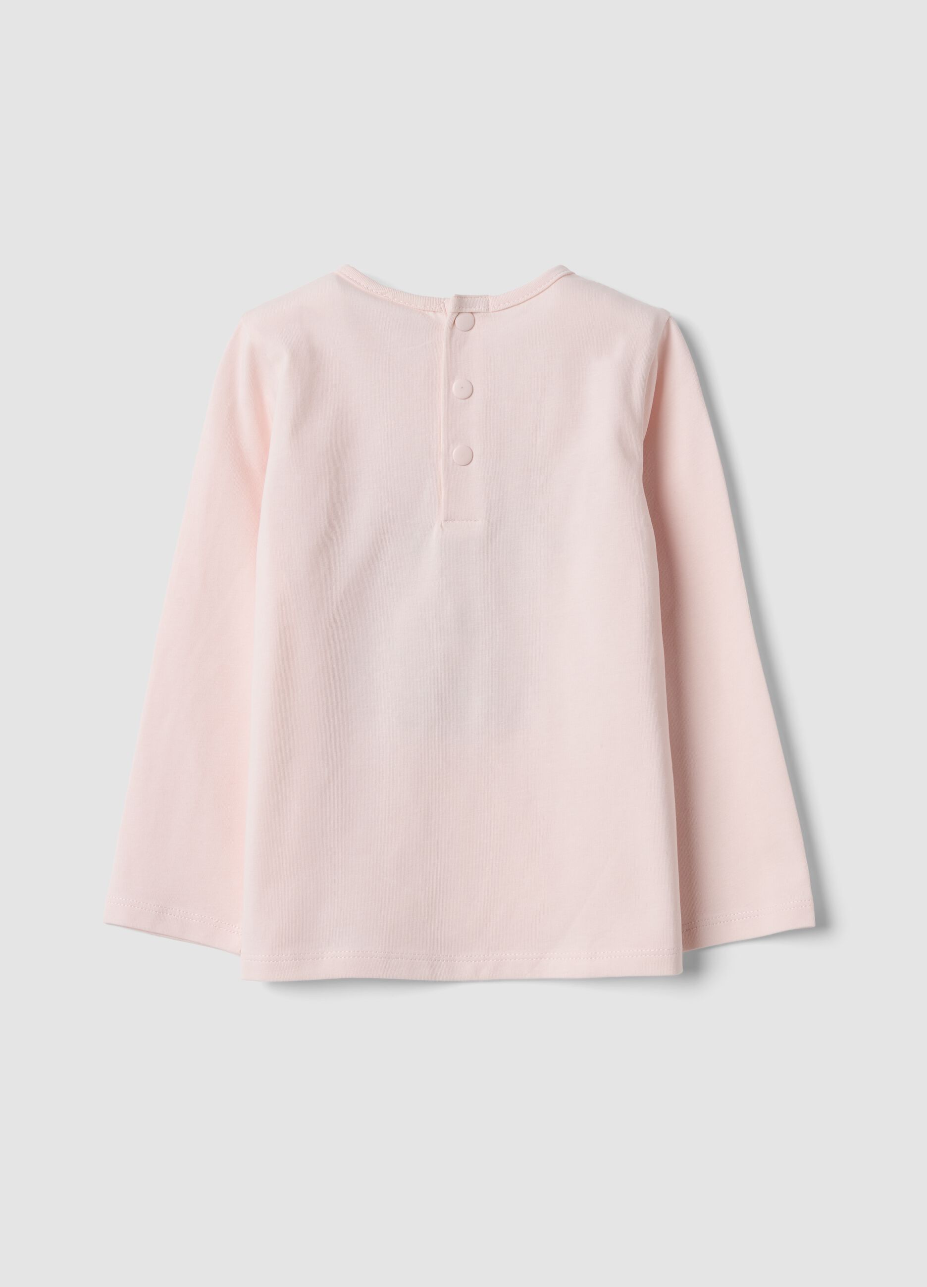Maglietta rosa in cotone organico elasticizzato girocollo
