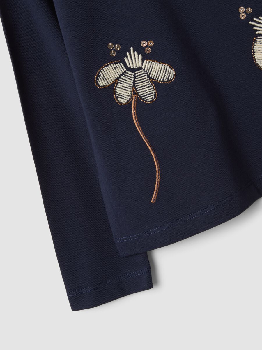 Blue stretch cotton crew-neck T-shirt_2