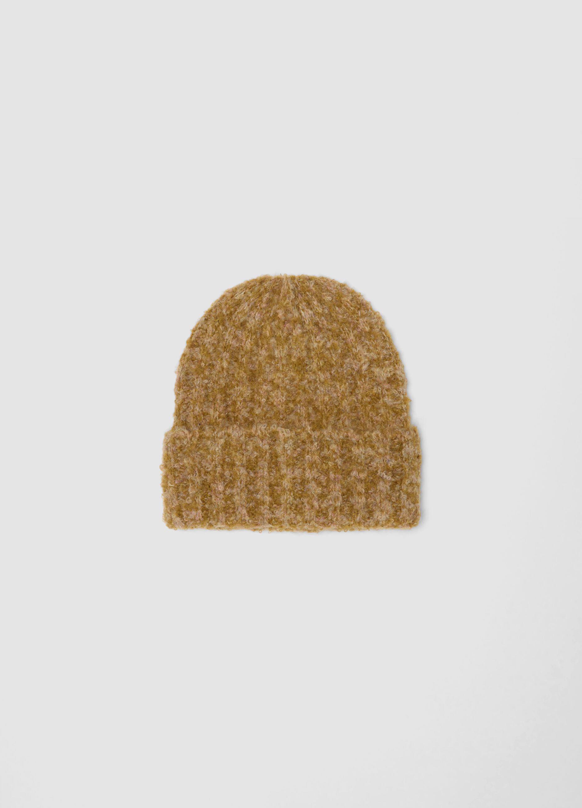 Yellow stretch wool knitted beanie