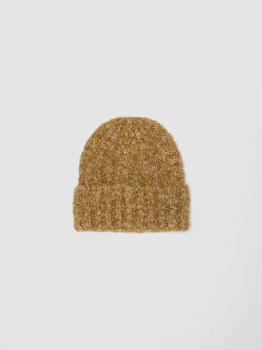 Yellow stretch wool knitted beanie_0