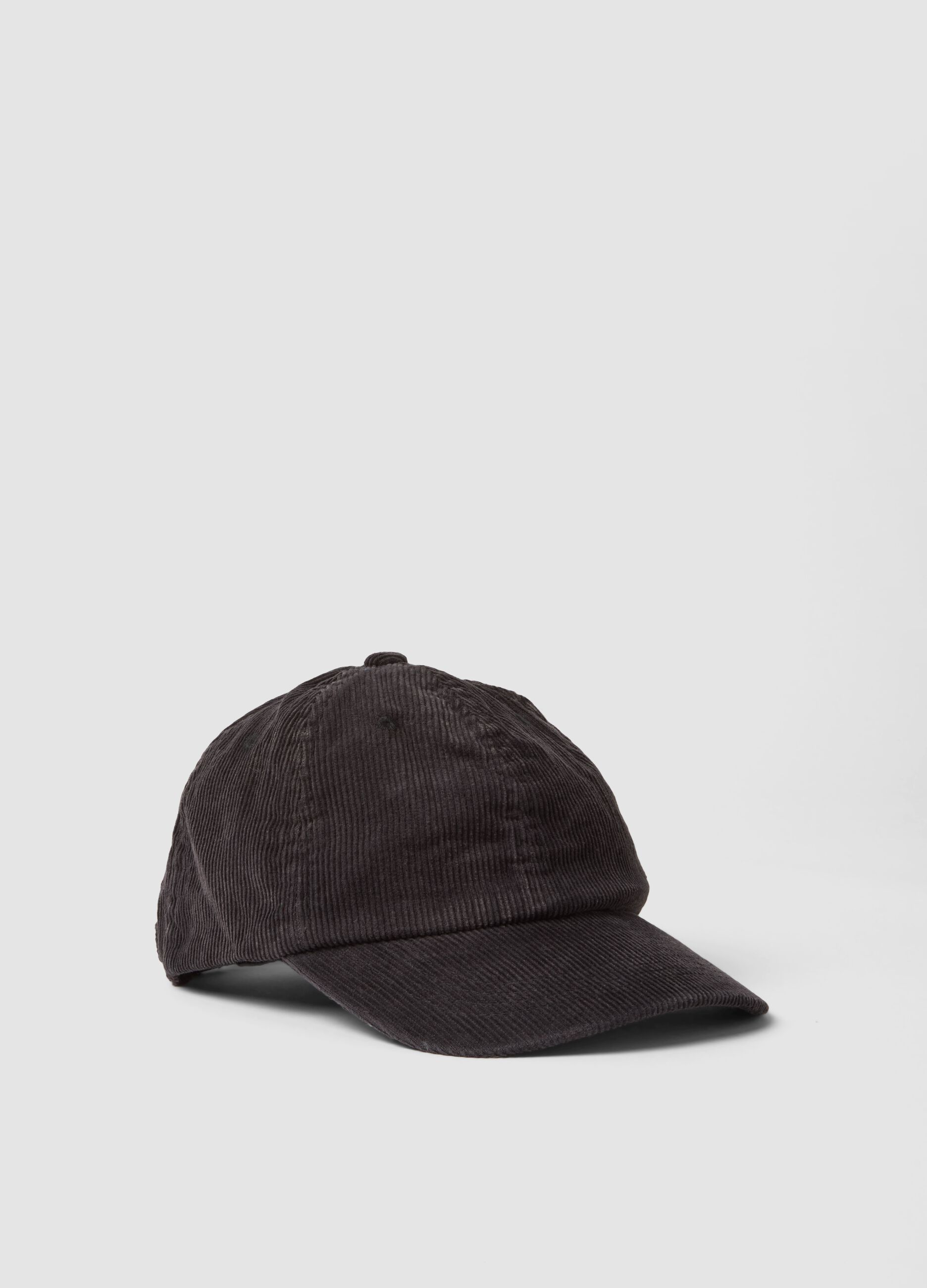 Cappello baseball marrone in puro cotone a coste