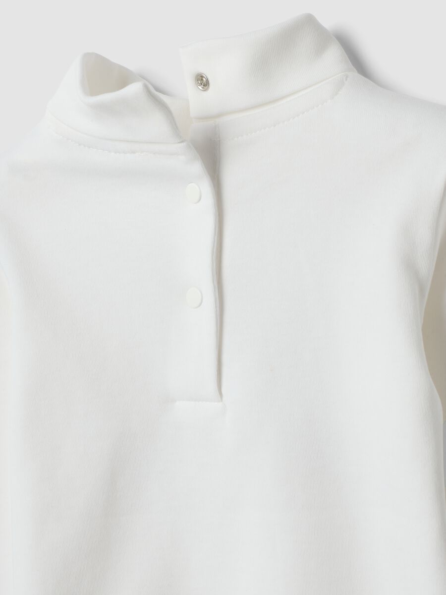 White organic cotton T-shirt with floral print_3
