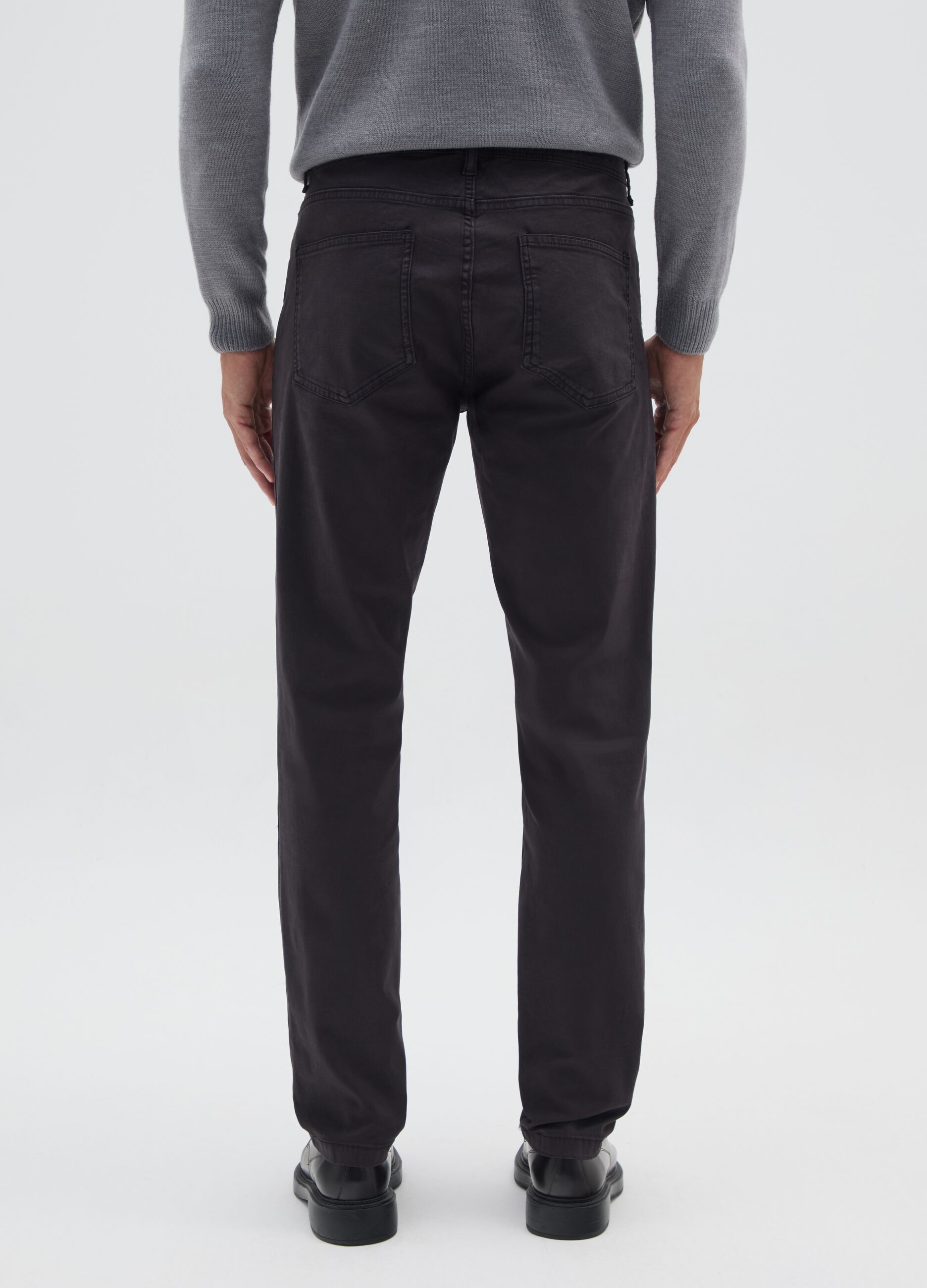 Black Stretch Cotton Skinny Fit Trousers