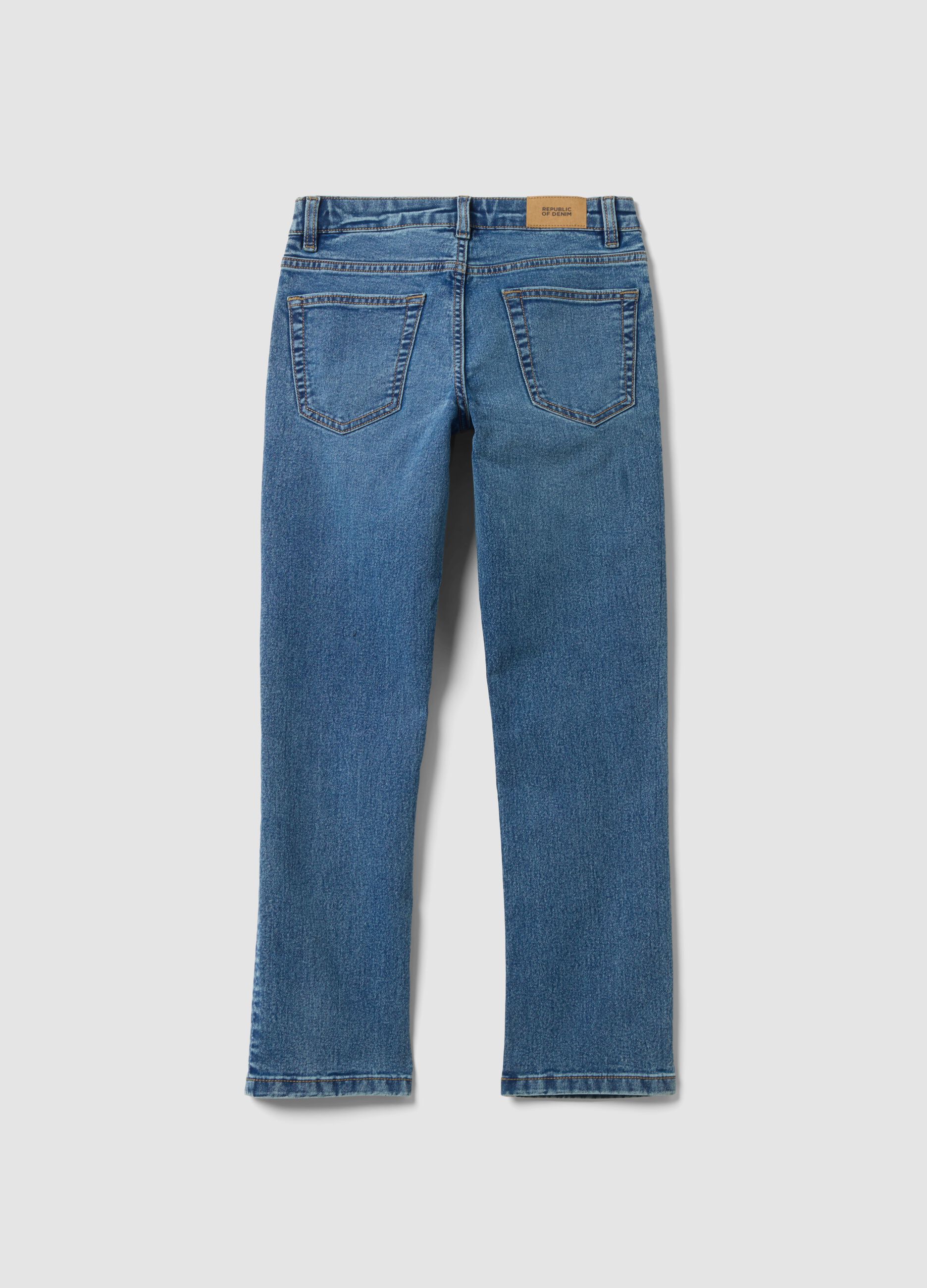 Boys&rsquo; regular-fit blue stretch cotton jeans