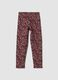 Leggings viola skinny in cotone organico elasticizzato con fantasia floreale_0