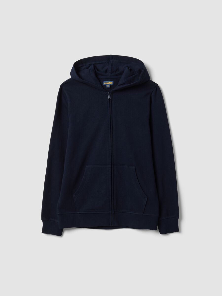 Blue hooded sweatshirt in pure organic cotton, regular fit for boys_0