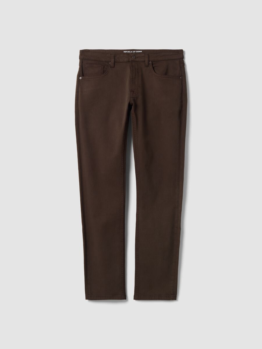 Brown denim jeans in stretch cotton, slim fit_4