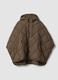 Brown padded oversized hooded jacket with zip_0