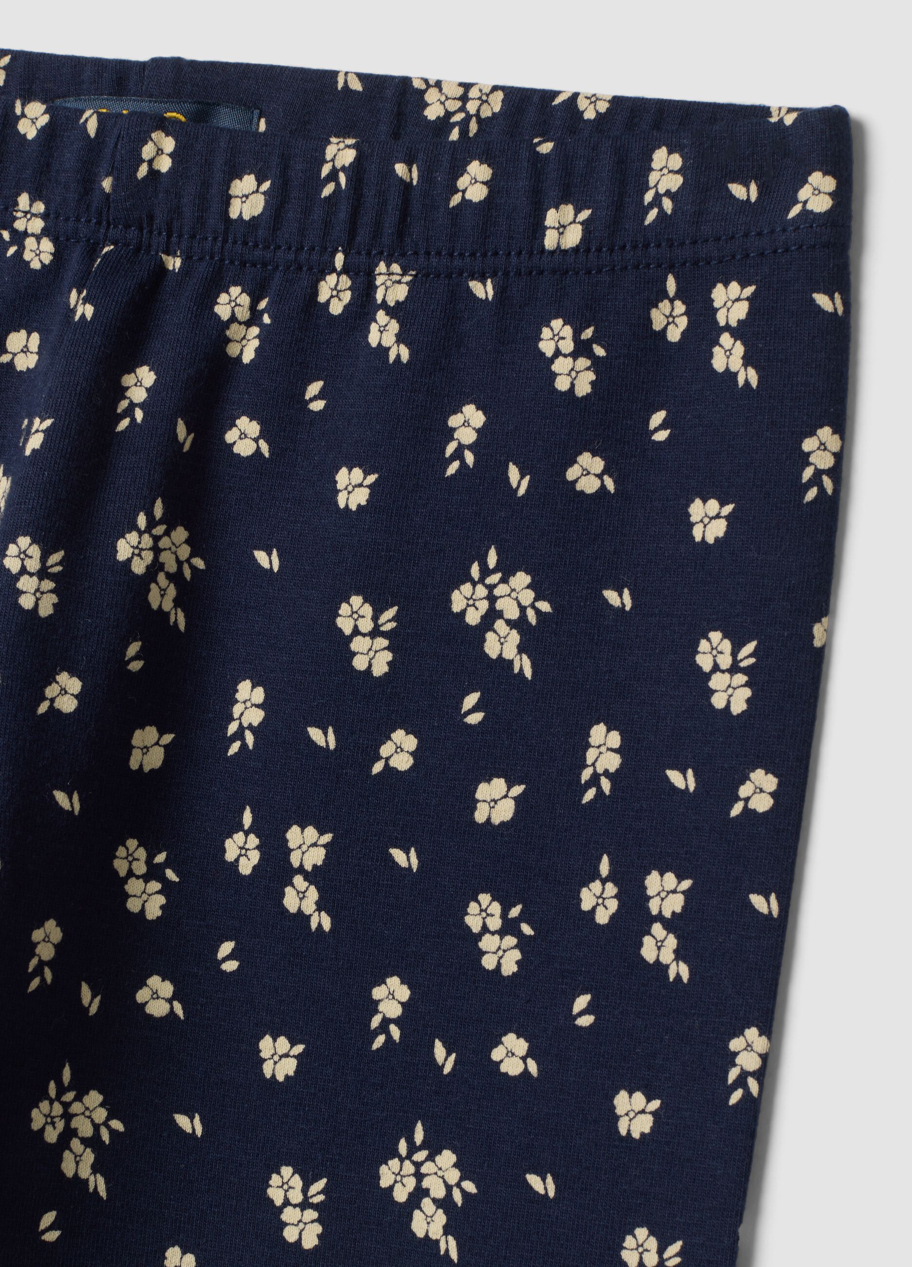 Blue floral stretch organic cotton leggings
