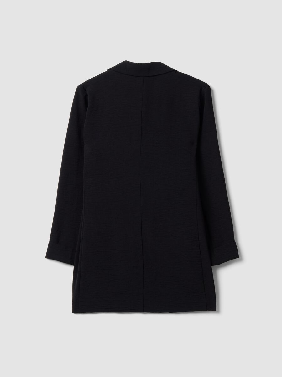 Black regular-fit blazer with classic lapels_5
