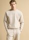 Beige stretch-cotton relaxed-fit crew-neck sweatshirt_0