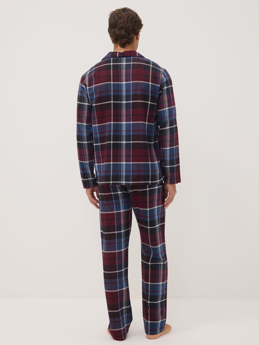 Red and blue regular-fit pyjamas in pure organic cotton flannel_3