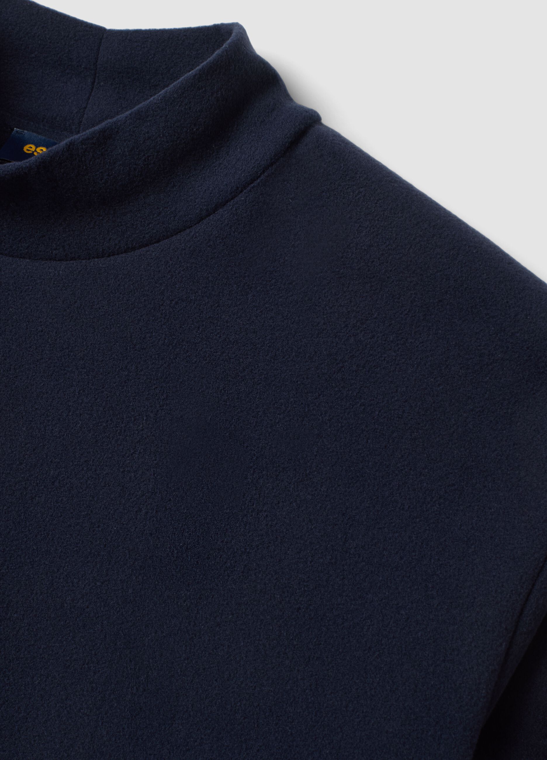 Blue stretch-fabric top with high neck