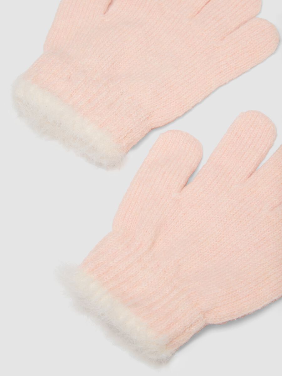 Pink stretch-wool gloves with ribbed cuffs_1