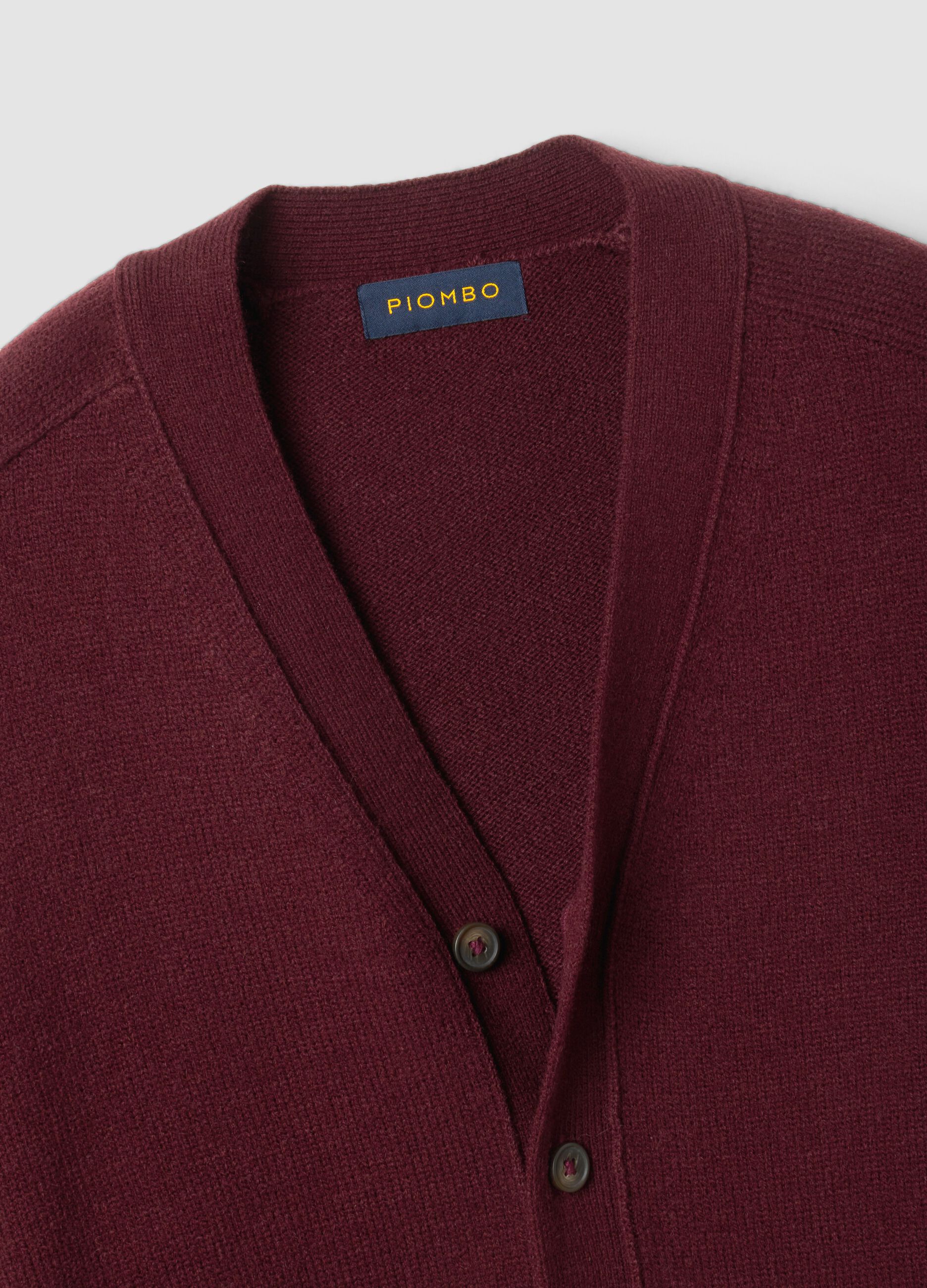 Red wool-blend cardigan with deep V-neck
