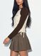 T-shirt beige in cotone elasticizzato con girocollo_0