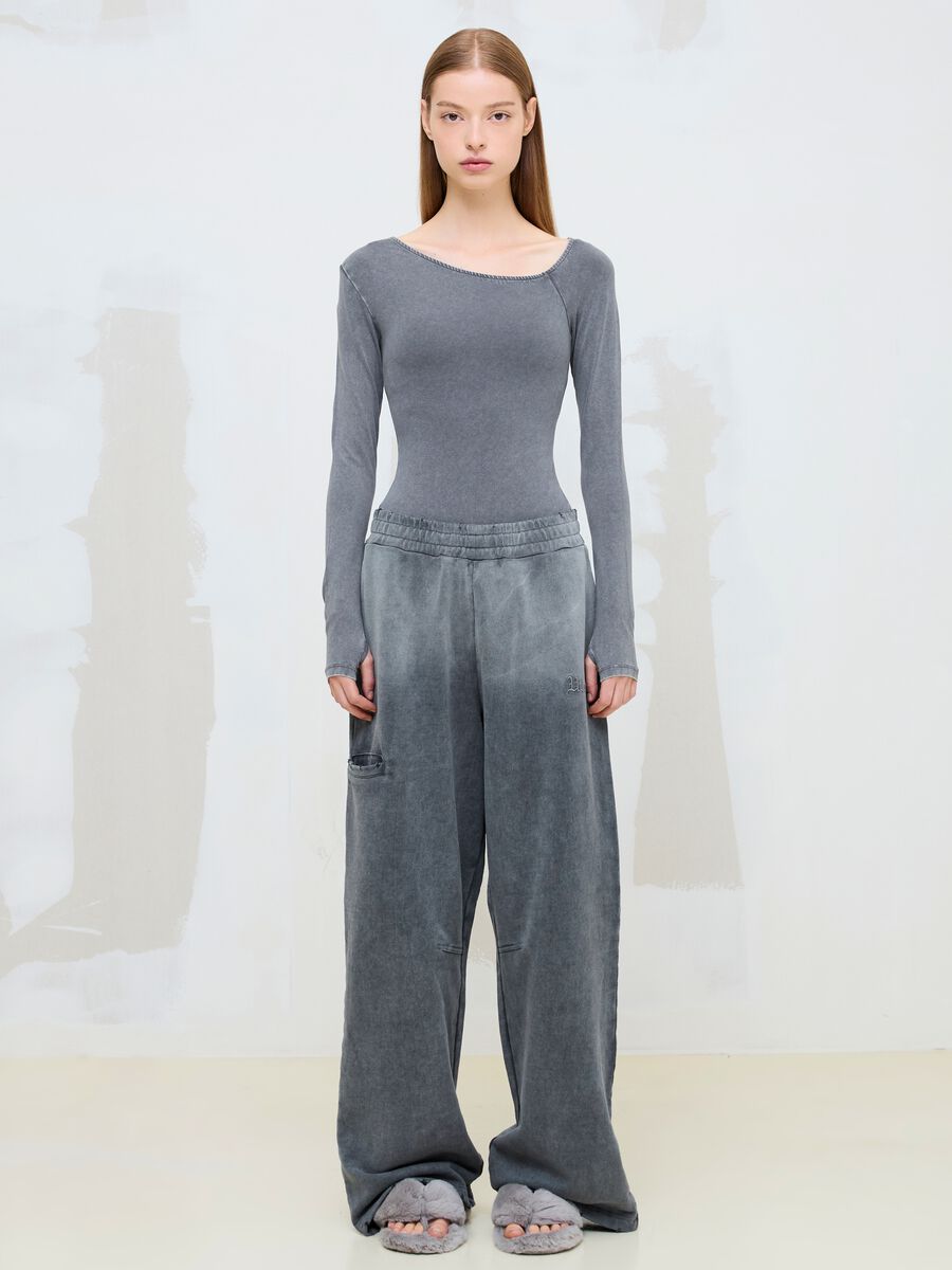 Asymmetrical Bodysuit Washed Grey_4
