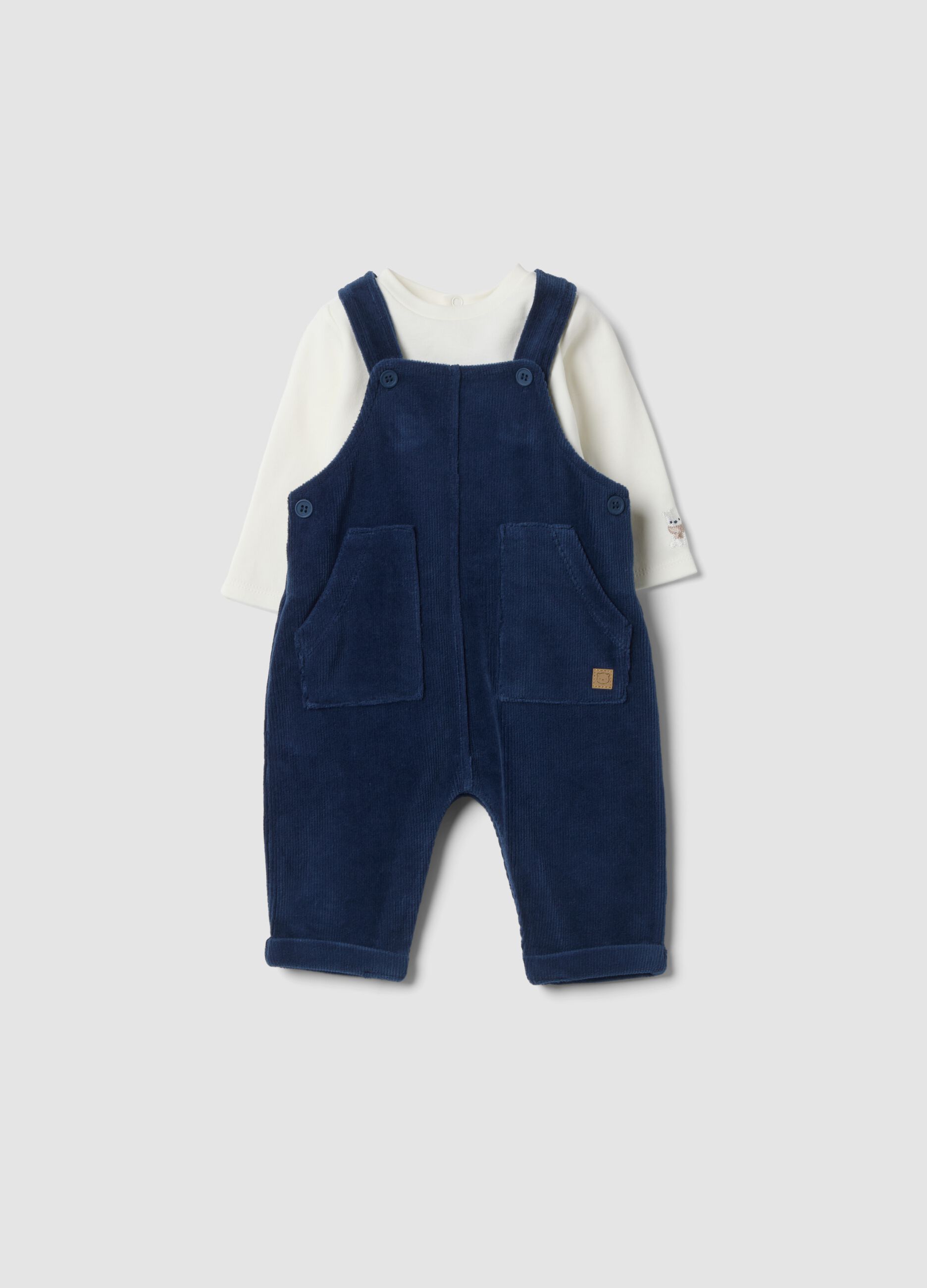 Completo blu in misto cotone organico due pezzi