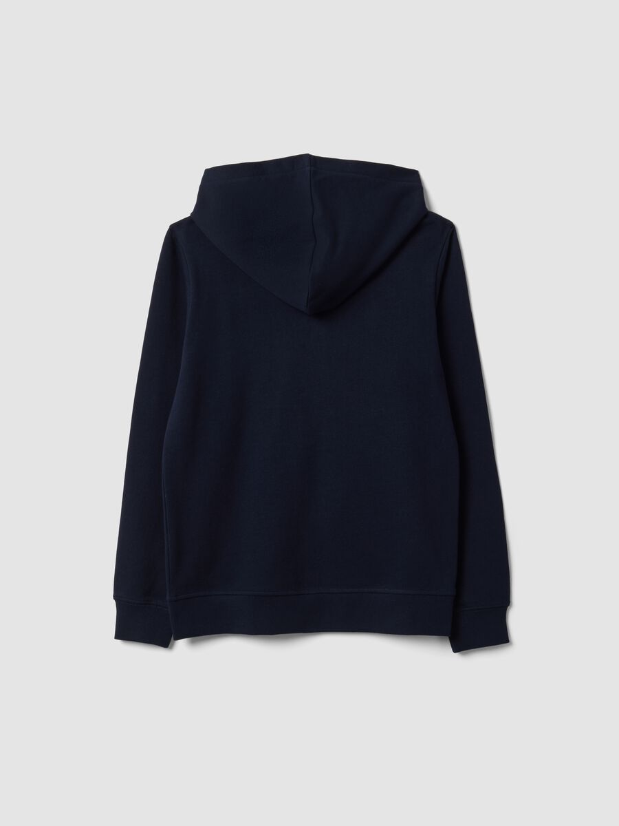 Blue hooded sweatshirt in pure organic cotton, regular fit for boys_5