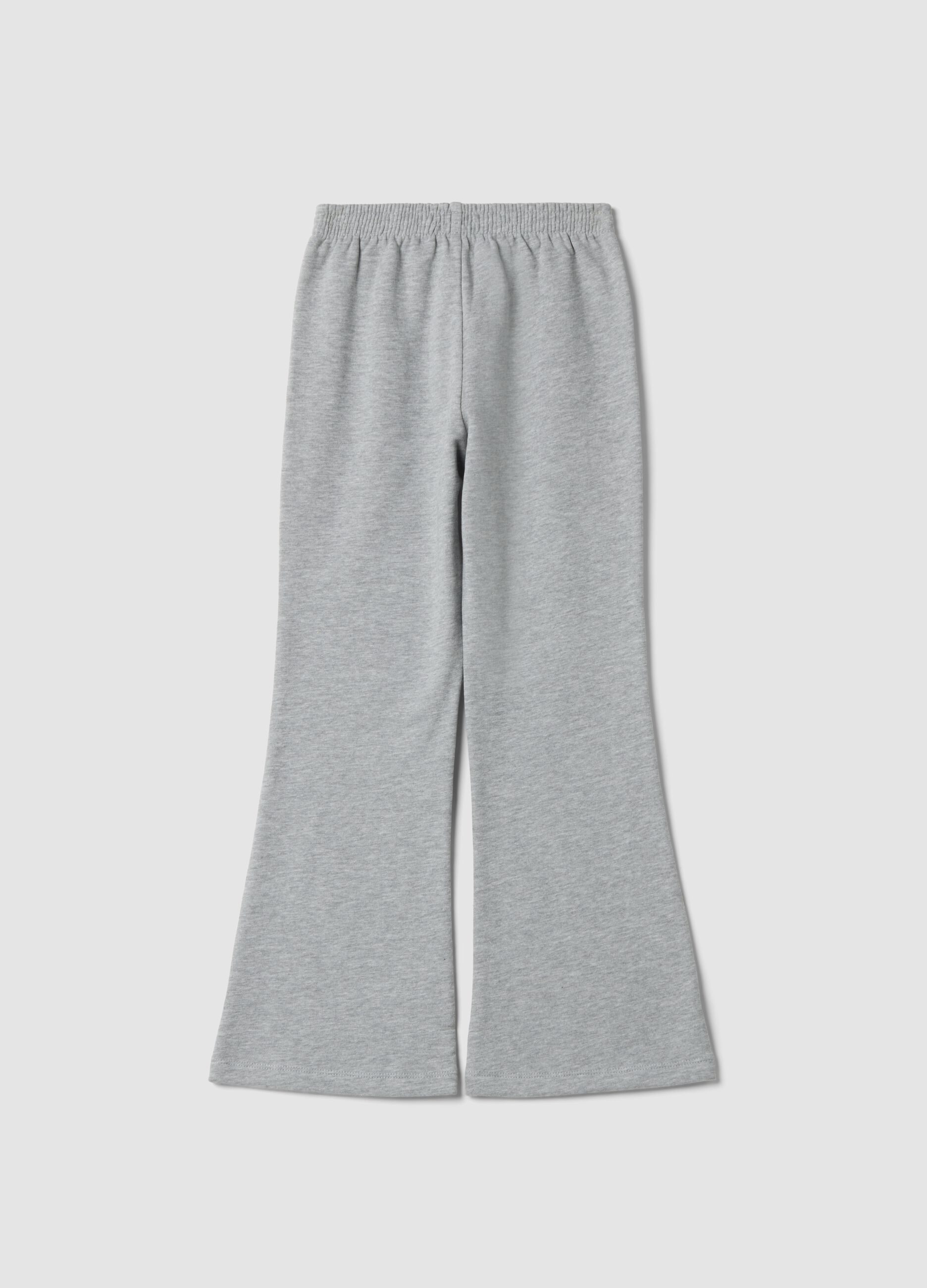 Pantaloni flare grigi in misto cotone e viscosa