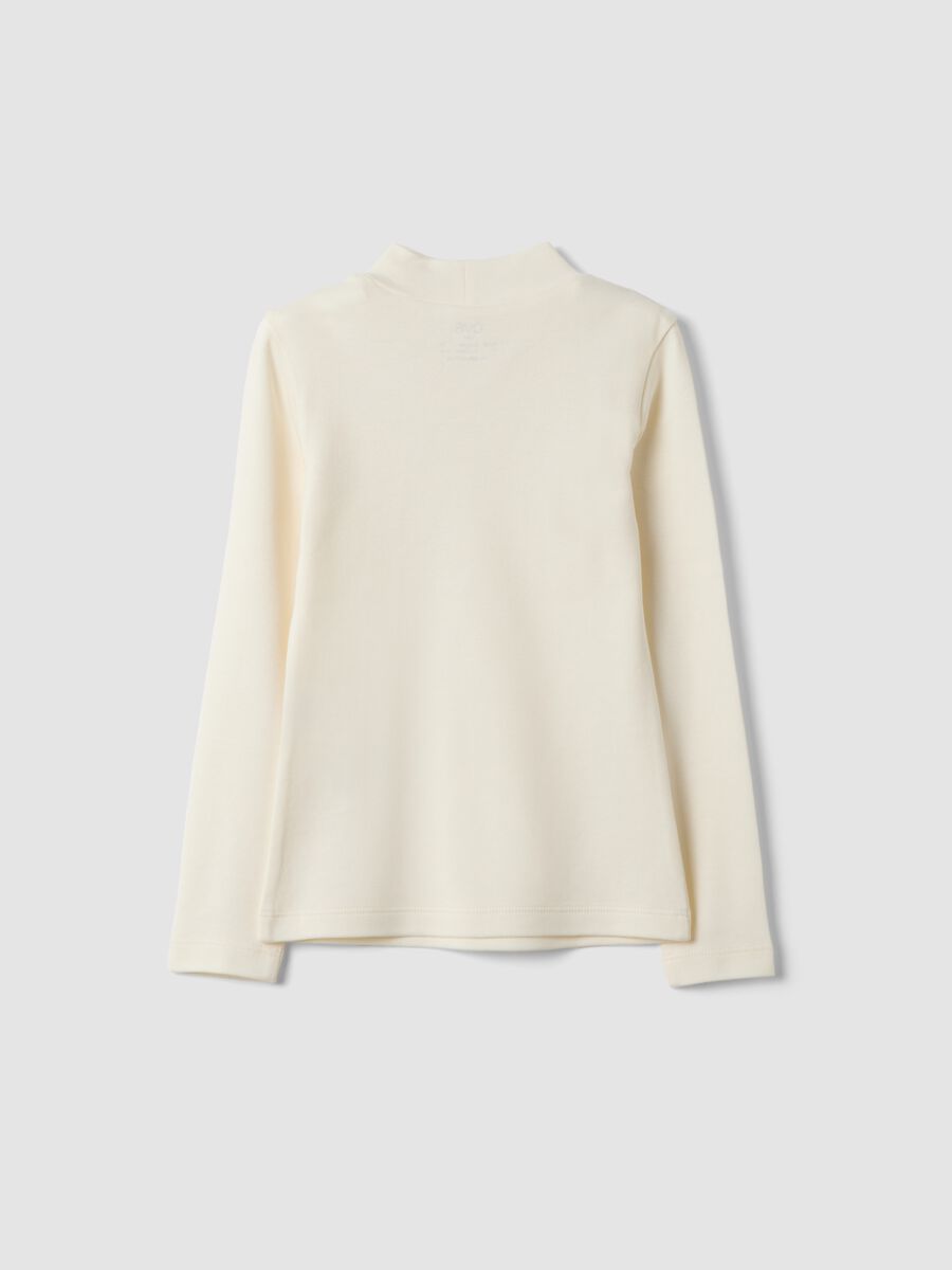 White pure organic cotton T-shirt with raised neck_1
