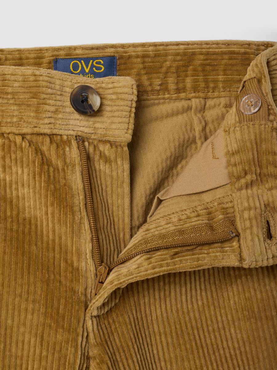 Yellow regular-fit ribbed stretch cotton chino trousers_2
