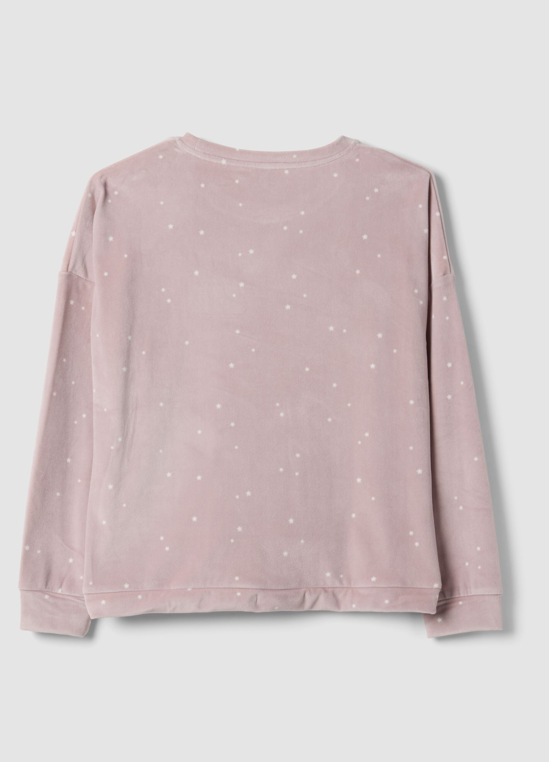 Purple stretch jersey pyjama sweatshirt with star print