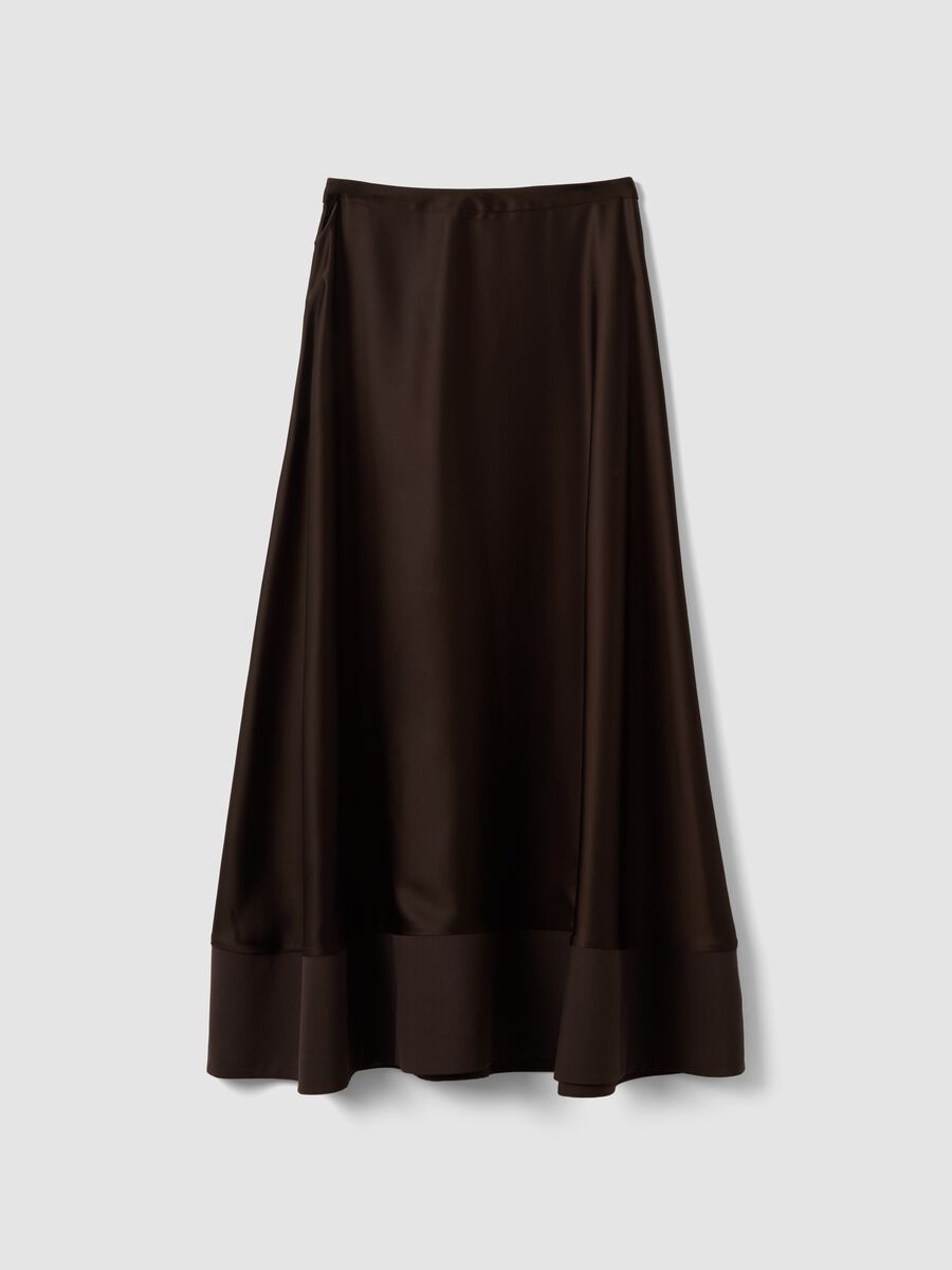 Long brown viscose-blend satin skirt_6