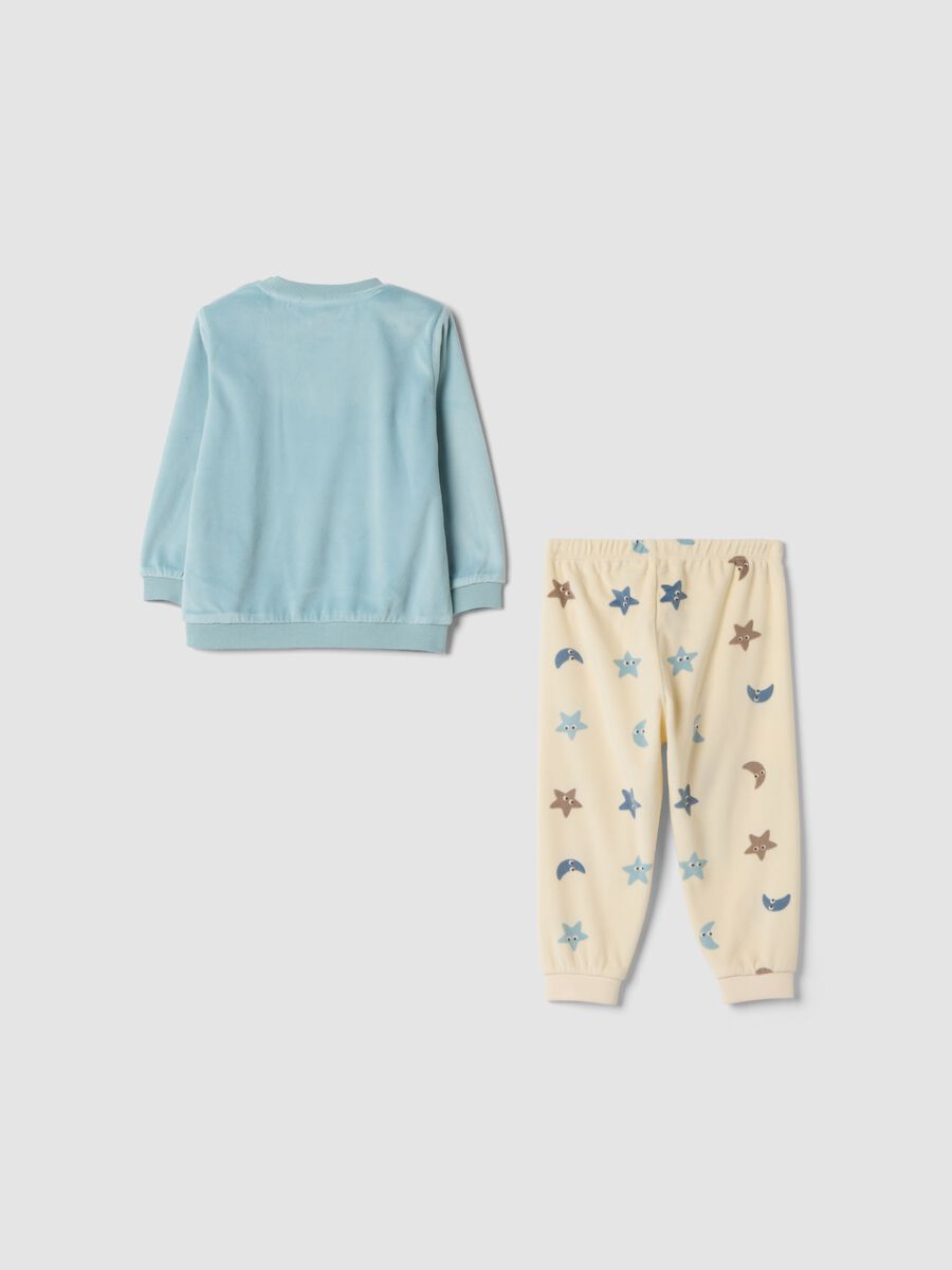 Light blue crew-neck pyjamas with bunny print_1